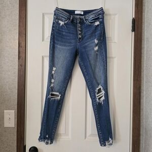 Vervet Blue Distressed Skinny Jeans